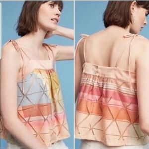 Anthropologie Akemi +Kin geometric crop top/ blouse size small